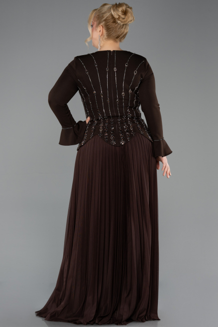 Long Brown Plus Size Evening Dress ABU5849