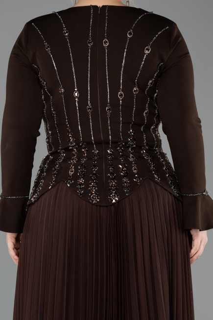 Long Brown Plus Size Evening Dress ABU5849