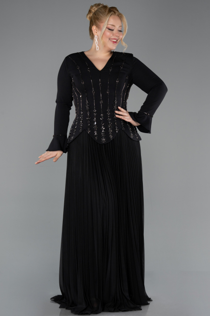 Long Black Plus Size Evening Dress ABU5849
