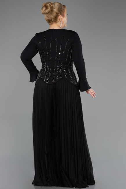 Long Black Plus Size Evening Dress ABU5849