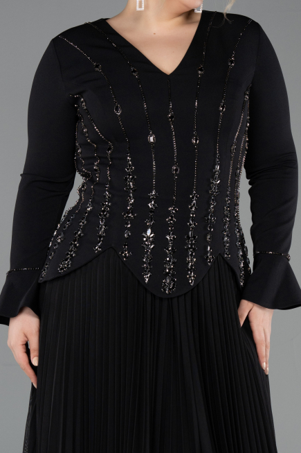 Long Black Plus Size Evening Dress ABU5849
