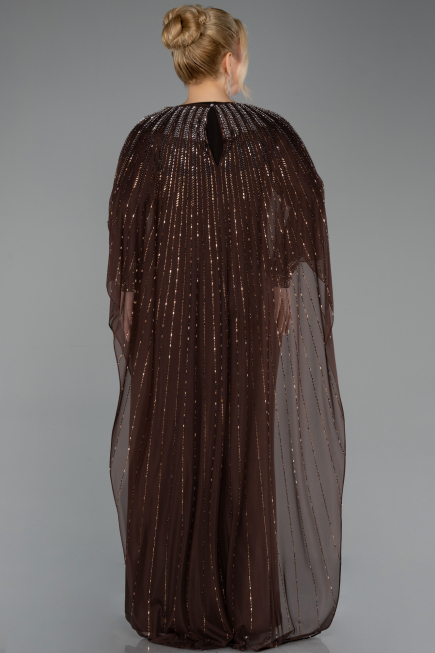 Long Brown Plus Size Evening Dress ABU5851