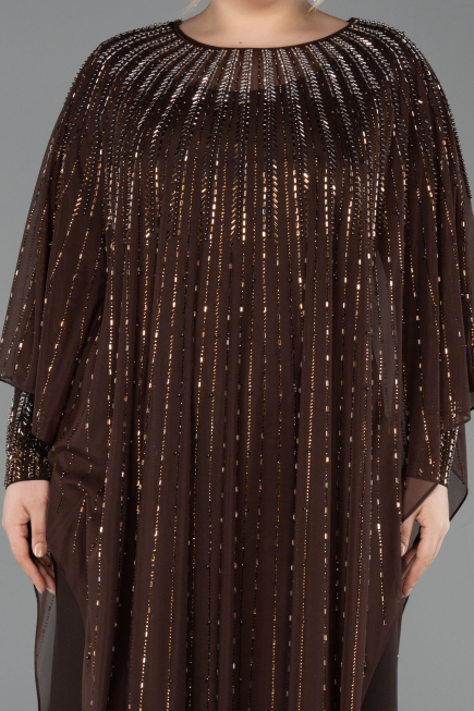 Long Brown Plus Size Evening Dress ABU5851