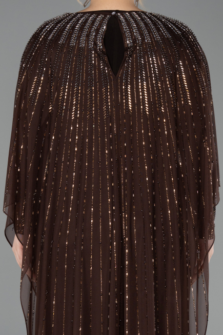 Long Brown Plus Size Evening Dress ABU5851