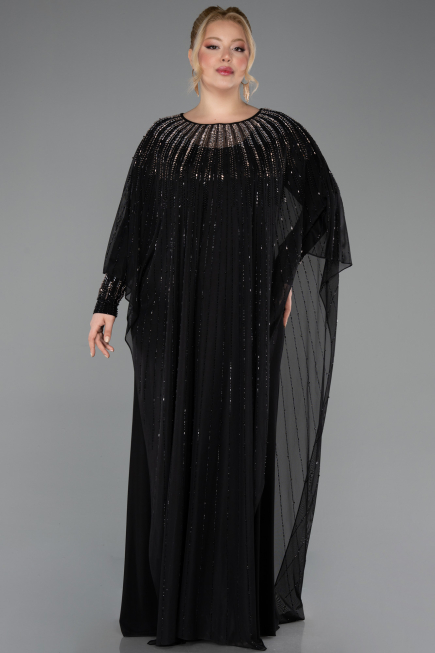 Long Black Plus Size Evening Dress ABU5851