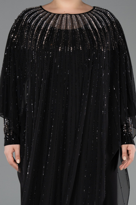 Long Black Plus Size Evening Dress ABU5851
