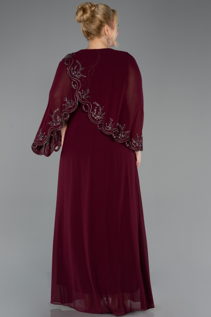 Long Plum Chiffon Plus Size Evening Gown ABU5852