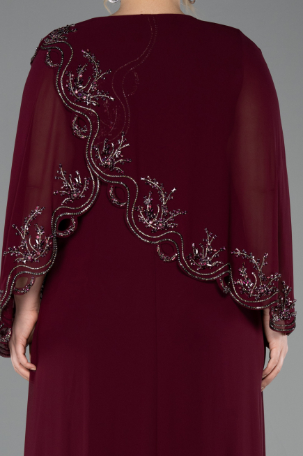 Long Plum Chiffon Plus Size Evening Gown ABU5852