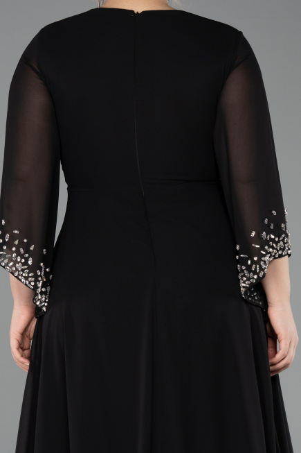 Long Black Chiffon Plus Size Evening Dress ABU5853