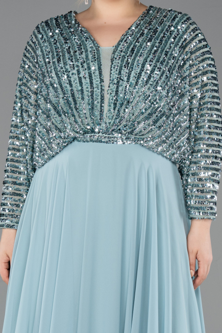 Long Mint Chiffon Formal Plus Size Dress ABU5859
