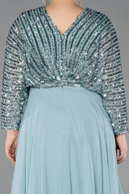 Long Mint Chiffon Formal Plus Size Dress ABU5859