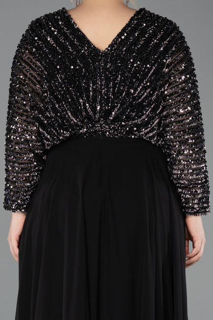 Long Black Chiffon Formal Plus Size Dress ABU5859