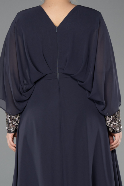 Long Anthracite Chiffon Formal Plus Size Dress ABU5860