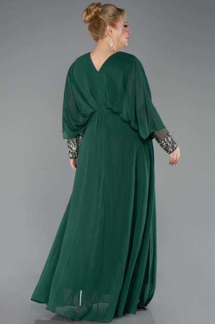 Long Emerald Green Chiffon Formal Plus Size Dress ABU5860