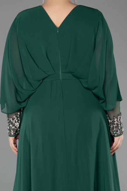 Long Emerald Green Chiffon Formal Plus Size Dress ABU5860