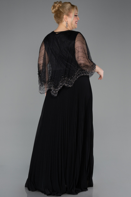 Long Black Chiffon Formal Plus Size Dress ABU5863
