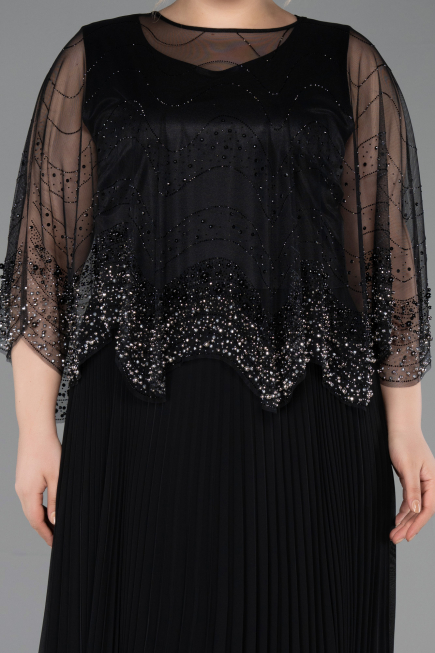 Long Black Chiffon Formal Plus Size Dress ABU5863