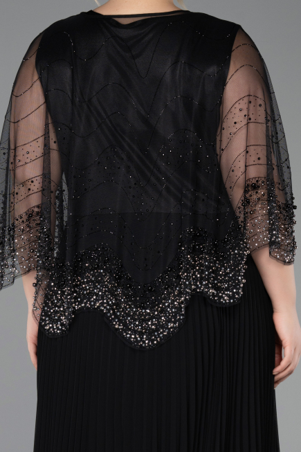 Long Black Chiffon Formal Plus Size Dress ABU5863