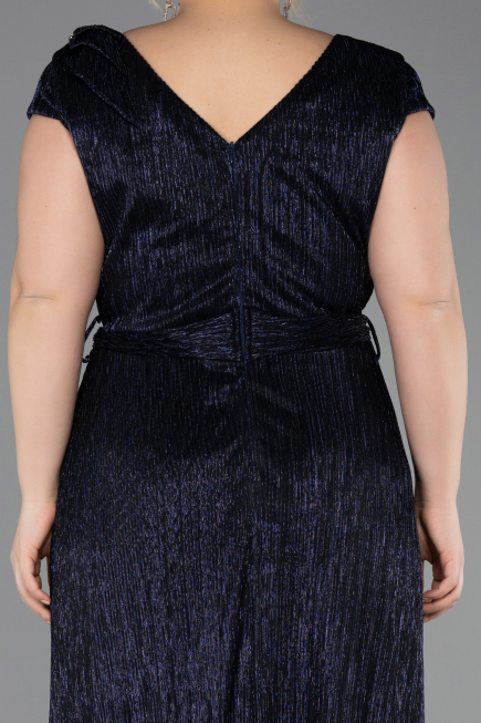 Long Navy Blue Plus Size Evening Gown ABU5836