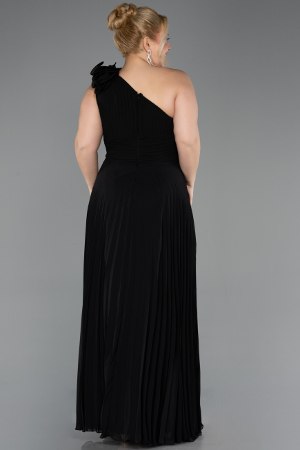 Long Black Chiffon Plus Size Evening Dress ABU5873