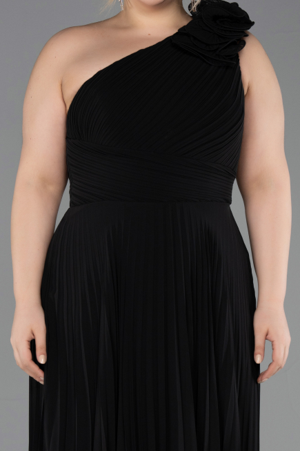 Long Black Chiffon Plus Size Evening Dress ABU5873
