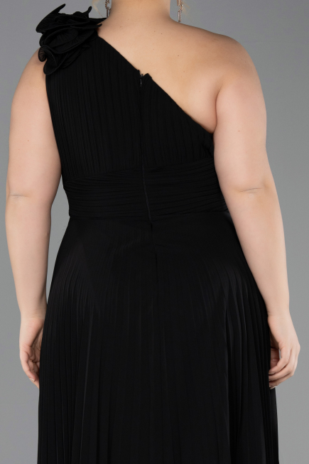Long Black Chiffon Plus Size Evening Dress ABU5873