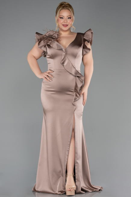 Long Mink Satin Plus Size Evening Dress ABU5877