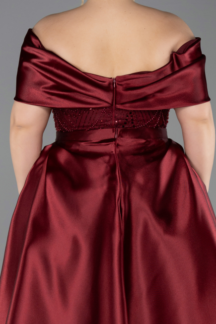 Long Burgundy Beaded Formal Plus Size Dress ABU5742