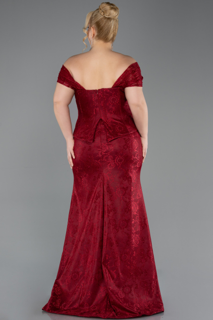 Long Burgundy Dantelle Oversized Evening Dress ABU5824