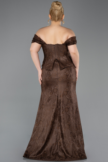 Long Brown Dantelle Oversized Evening Dress ABU5824