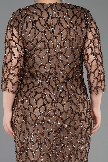 Midi Copper Scaly Plus Size Cocktail Dress ABK2546