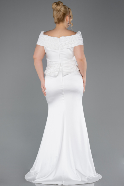 Long White Satin Oversized Evening Dress ABU5878