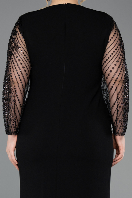 Midi Black Plus Size Evening Dress ABK2418