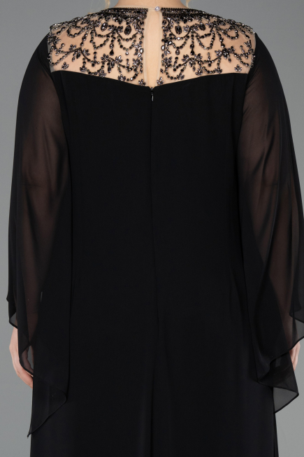 Long Black Chiffon Formal Plus Size Dress ABU5854