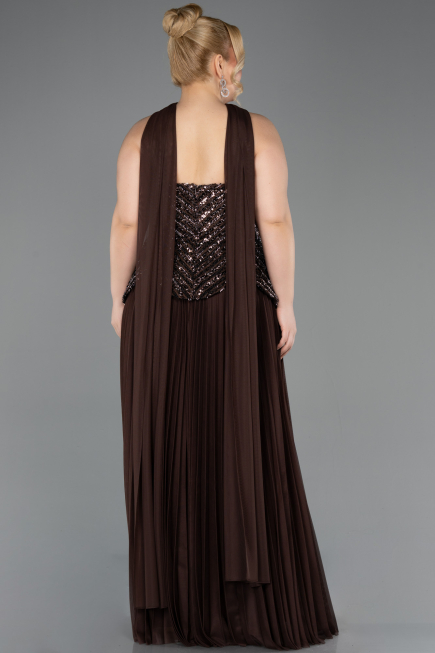 Long Brown Plus Size Evening Gown ABU5856