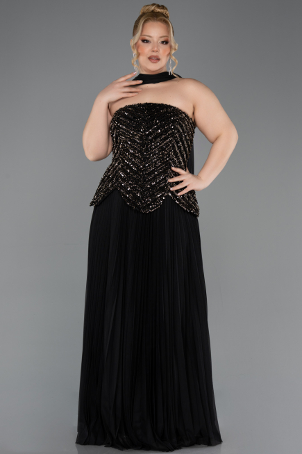 Long Black Plus Size Evening Gown ABU5856