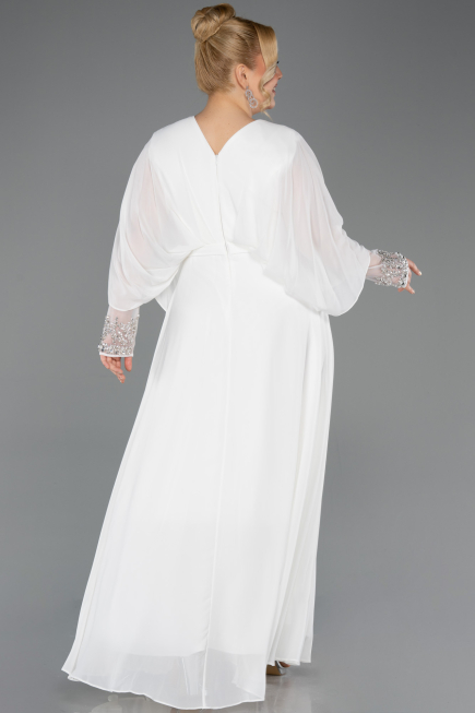 Long White Chiffon Formal Plus Size Dress ABU5860