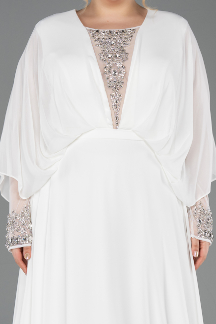 Long White Chiffon Formal Plus Size Dress ABU5860