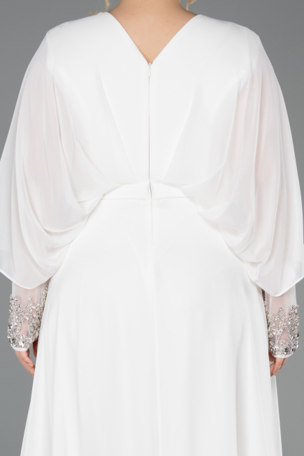 Long White Chiffon Formal Plus Size Dress ABU5860