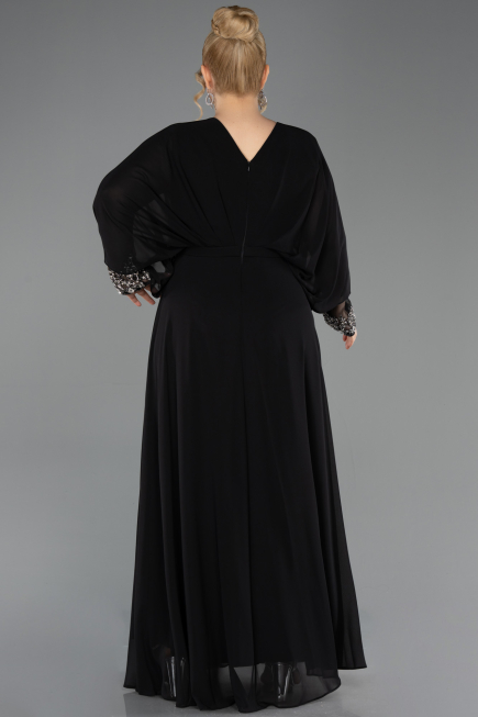 Long Black Chiffon Formal Plus Size Dress ABU5860