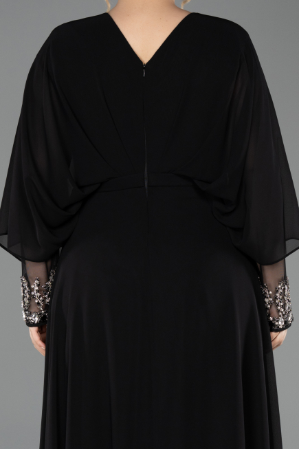 Long Black Chiffon Formal Plus Size Dress ABU5860