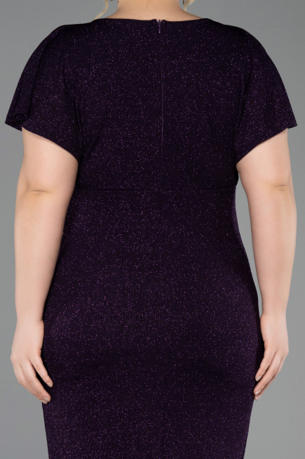 Midi Purple Plus Size Evening Gown ABK2535