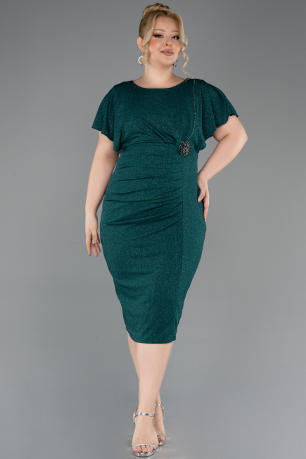 Midi Emerald Green Plus Size Evening Gown ABK2535