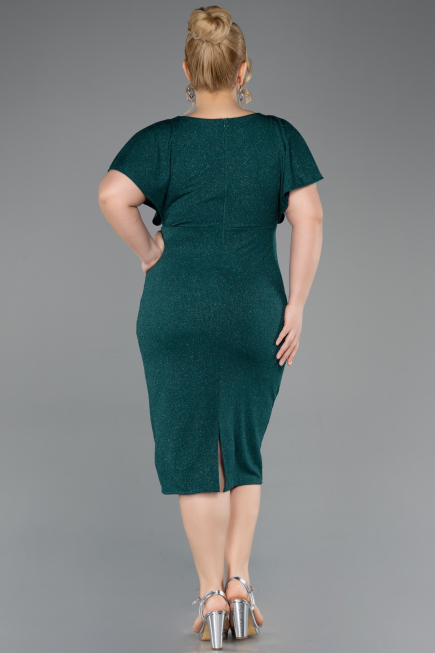 Midi Emerald Green Plus Size Evening Gown ABK2535