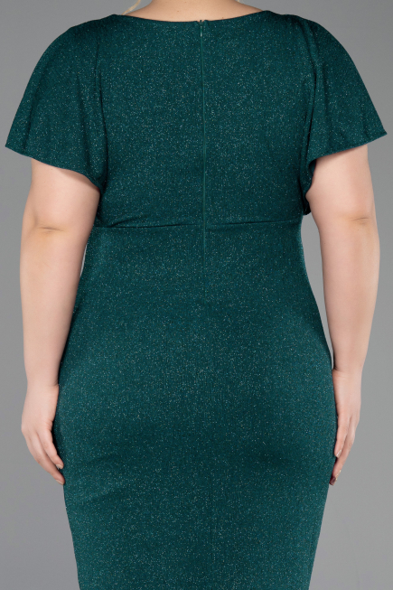 Midi Emerald Green Plus Size Evening Gown ABK2535