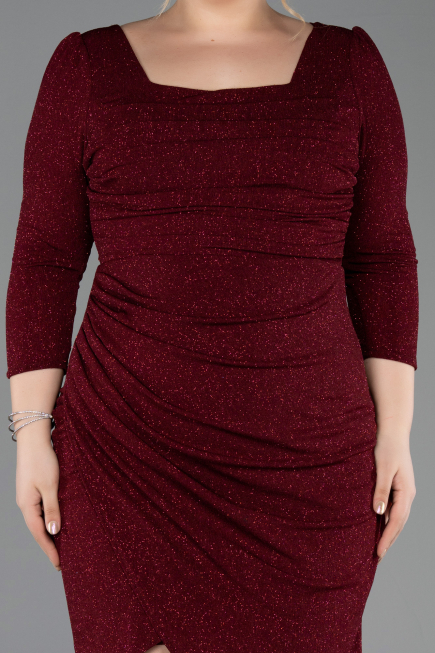 Short Burgundy Plus Size Cocktail Dress ABK2537