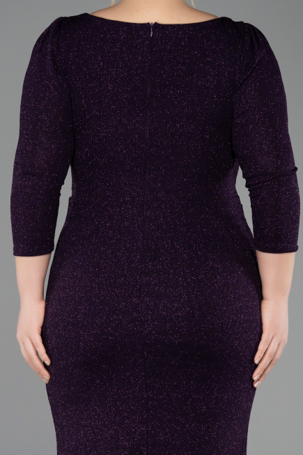 Short Dark Purple Plus Size Cocktail Dress ABK2537