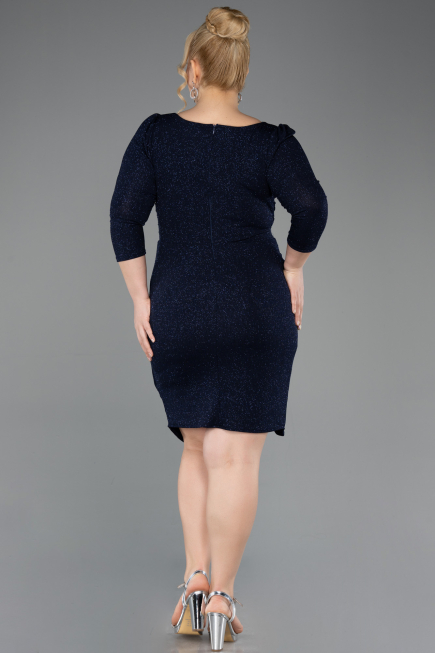Short Navy Blue Plus Size Cocktail Dress ABK2537