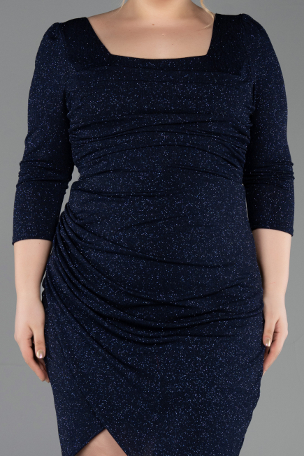 Short Navy Blue Plus Size Cocktail Dress ABK2537
