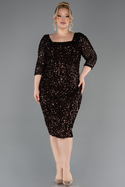 Midi Brown Plus Size Cocktail Dress ABK2540
